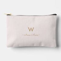 Modern Blush Pink Gold Script Monogram