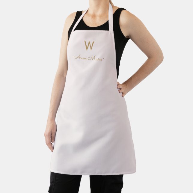 Modern Blush Pink Gold Script Monogram Apron (Insitu)