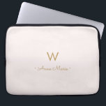 Modern Blush Pink Gold Script Monogram Laptop Sleeve<br><div class="desc">A modern,  elegant monogram design with gold handwritten minimalist script typography and sans serif block typography on an elegant pale pastel blush pink background. The monogram and name can be easily personalised.</div>