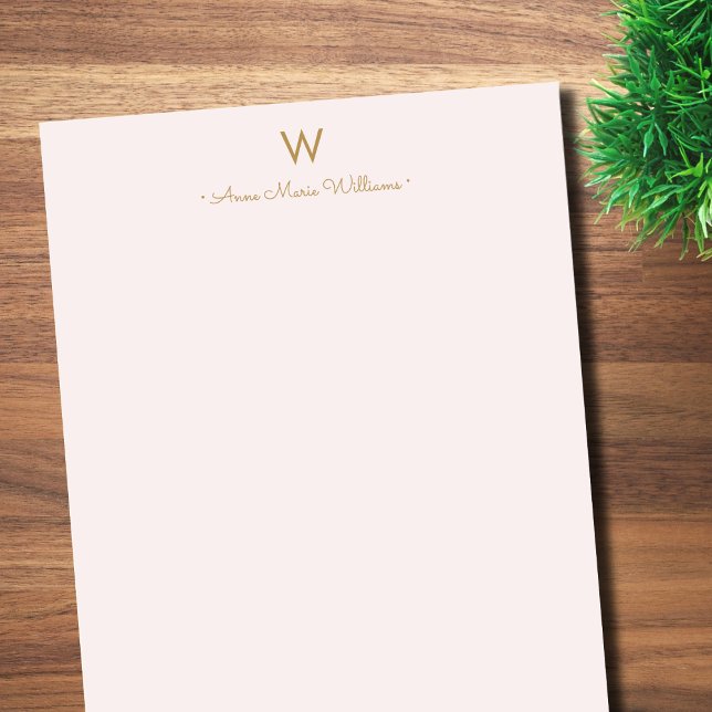 Modern Blush Pink Gold Script Monogram Notepad (Creator Uploaded)