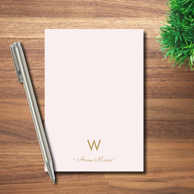 Modern Blush Pink Gold Script Monogram Post-it Notes (Creator Uploaded)