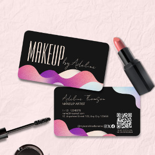 Modern Blush Pink Gradient Pattern Makeup Artist   Business Card