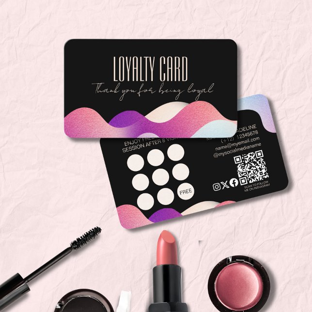Modern Blush Pink Gradient Pattern Makeup Artist   Loyalty Card (Creator Uploaded)