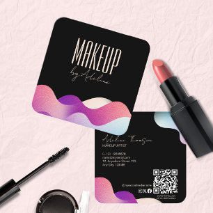 Modern Blush Pink Gradient Pattern Makeup Artist Square Business Card
