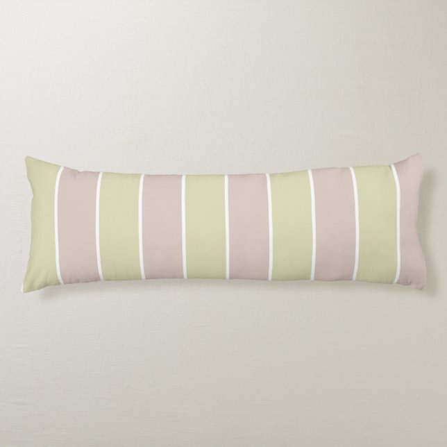 Modern Blush Pink Green Stripes Pattern Body Cushion (Front)