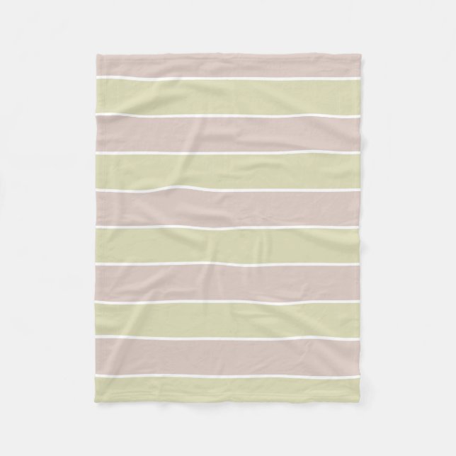 Modern Blush Pink Green Stripes Pattern Fleece Blanket (Front)