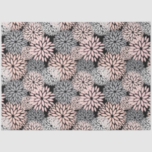 Modern Blush Pink Grey Dahlia Floral Tissue Paper