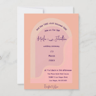 Modern Blush Pink Groovy Arch Wedding Invitation
