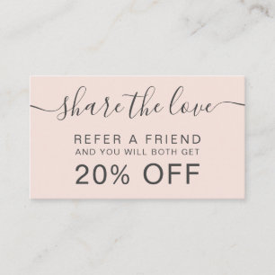 Modern blush pink hair makeup share the love referral card