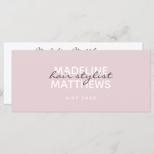 Modern Blush Pink Hair Stylist Gift Certificate (Front/Back)