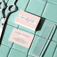 Modern blush pink hair stylist script signature
