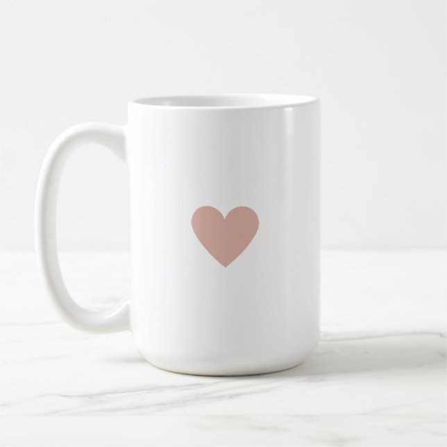 Modern Blush Pink Heart Minimalist Simple Custom Coffee Mug (Left)