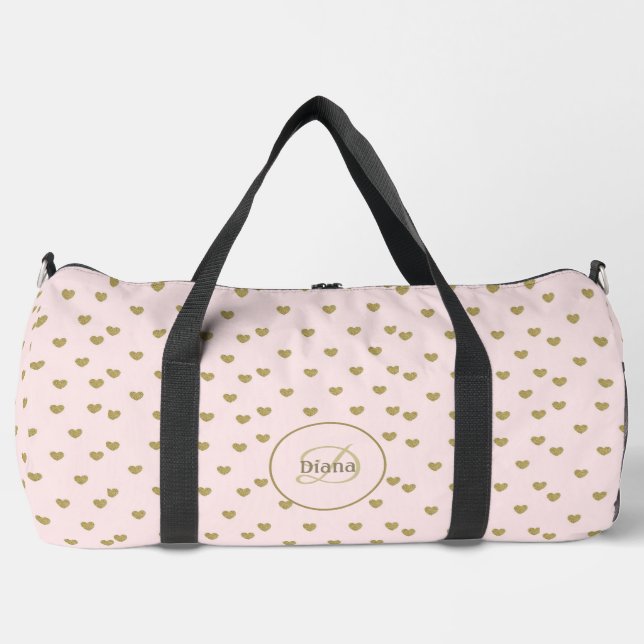 Modern Blush Pink Initials Monogram elegant Duffle Bag (Front)