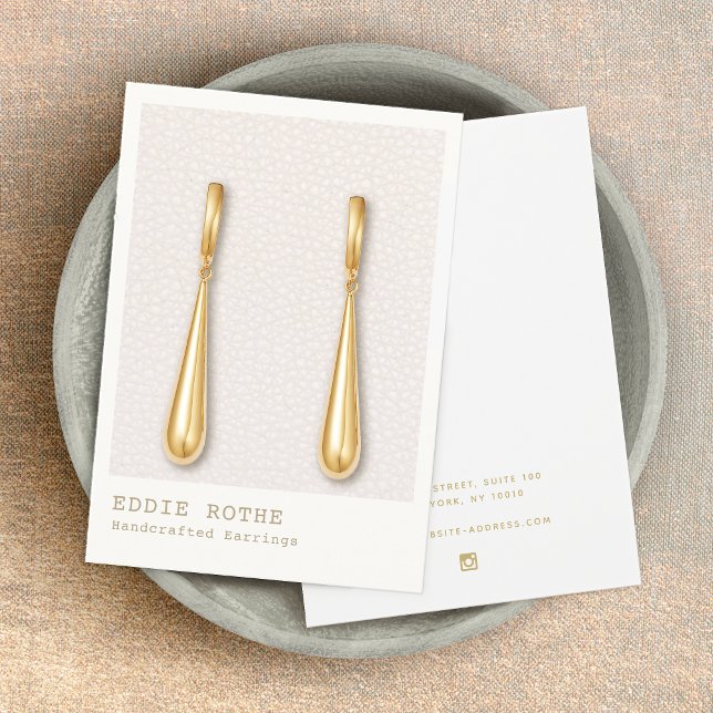 Modern  Blush Pink Leather Earring Display Holder Business Card (Creator Uploaded)