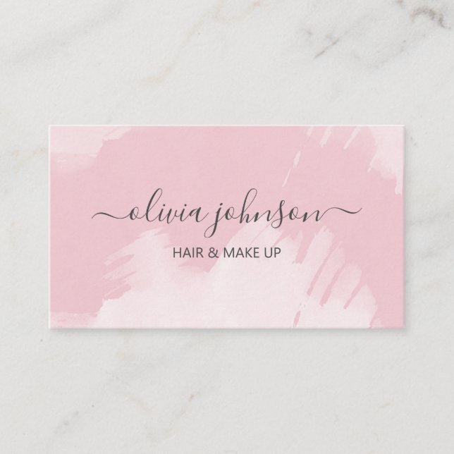 Modern Blush Pink Makeup Artist Hair Stylist Business Card (Front)
