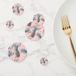 Modern Blush Pink Marble Tropical Pineapple Chic Confetti