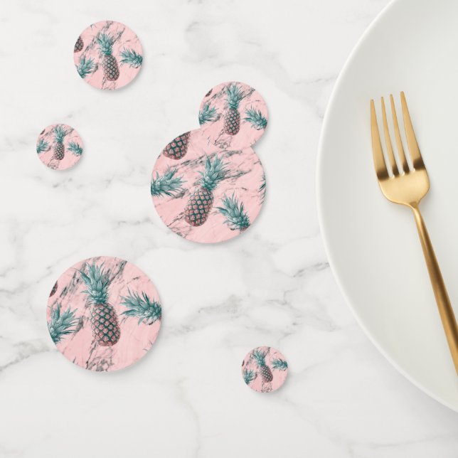Modern Blush Pink Marble Tropical Pineapple Chic Confetti (Group)