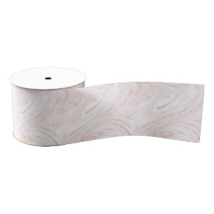 Modern blush pink marbleised abstract design grosgrain ribbon