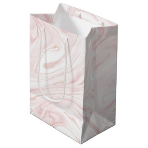 Modern blush pink marbleised abstract design medium gift bag
