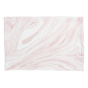Modern blush pink marbleised abstract design pillowcase