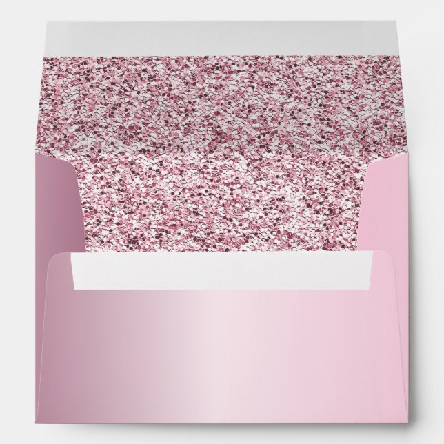 Modern Blush Pink Metallic & Glitter Birthday Envelope (Back (Bottom))
