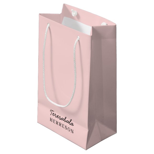 Modern Blush Pink Monogram Design Small Gift Bag (Front Angled)