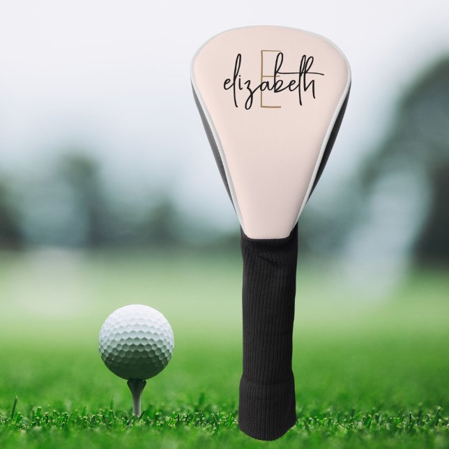 Modern Blush Pink Monogram Golf Head Cover (Creator Uploaded)