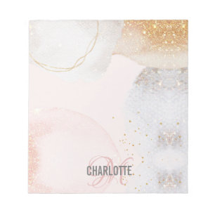 Modern blush pink monogram name abstract  notepad