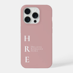 Modern Blush Pink Monogram Name iPhone 15 Pro Case