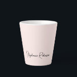 Modern Blush Pink Monogram Name Typography Latte Mug<br><div class="desc">Modern Simple Stylish Feminine Clean Blush Pink Stylish Monogram Name Signature Script Custom Personalised Latte Mug. This design featuring custom name in a cursive pretty hand lettered style font signature typography (or calligraphy) on pastel dusty pink or light blush pink background. These are easy to customise it. Great stylish feminine...</div>