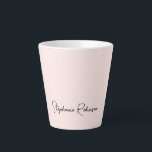 Modern Blush Pink Monogram Name Typography Latte Mug<br><div class="desc">Modern Simple Stylish Feminine Clean Blush Pink Stylish Monogram Name Signature Script Custom Personalised Latte Mug. This design featuring custom name in a cursive pretty hand lettered style font signature typography (or calligraphy) on pastel dusty pink or light blush pink background. These are easy to customise it. Great stylish feminine...</div>