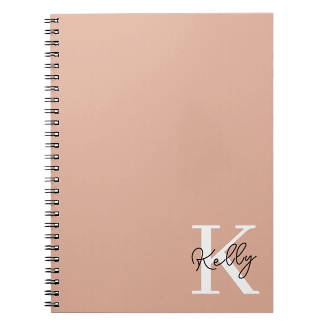 Modern Blush Pink Monogram Script Notebook (Front)