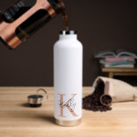 Modern Blush Pink Monogram Script Water Bottle<br><div class="desc">Modern Blush Pink Monogram Script Customise with your initial and name</div>
