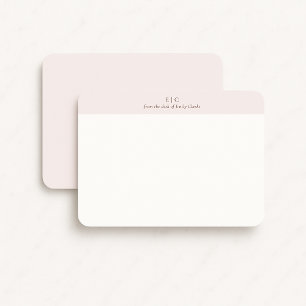 Modern blush pink monogram stationery note card 