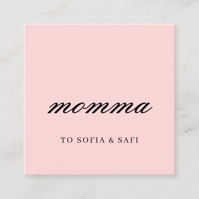 Modern Blush Pink Mummy Contact Card (Front)