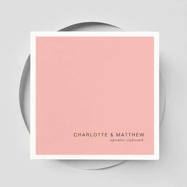Modern blush-pink napkin (Customer specific, beautiful, modern, minimal, blush-pink, wedding napkins.)