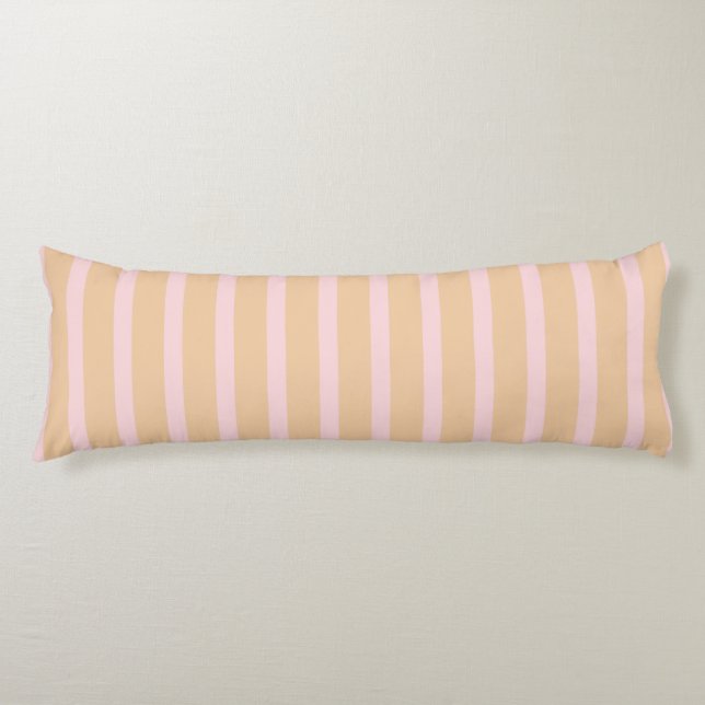 Modern Blush Pink Peach Taffy Striped Body Cushion (Front)
