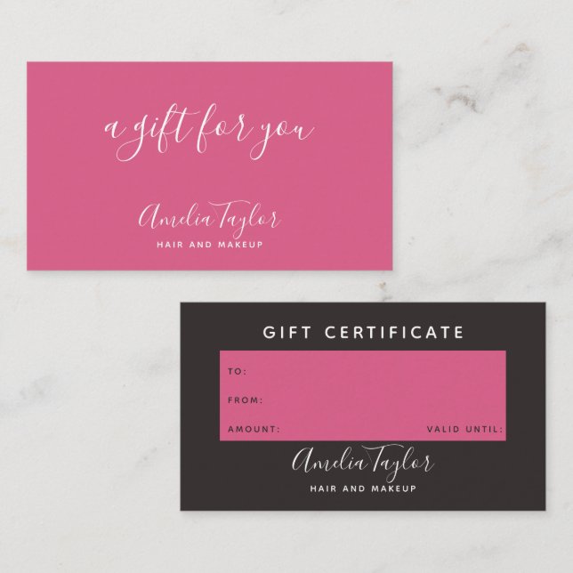 Modern blush pink peony gift business cards (Front/Back)