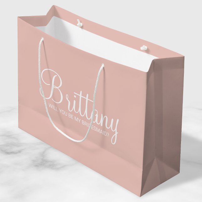 Modern Blush Pink Personalised Bridesmaid Proposal Large Gift Bag (Creator Uploaded)