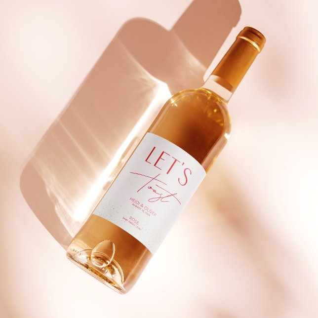Modern Blush Pink Personalised Wedding Bottle Wine Wine Label (Creator Uploaded)