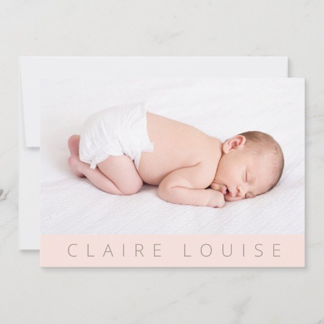 Modern|Blush Pink|Photo Collage Baby Girl Birth Announcement (Front)