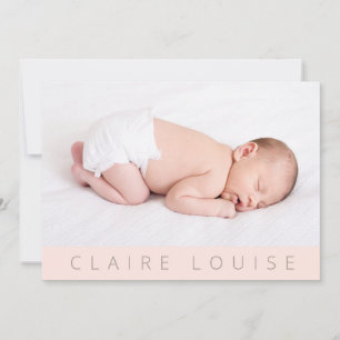 Modern Blush Pink Photo Collage Baby Girl Birth Announcement