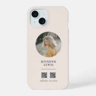 Modern Blush Pink Photo Social Media Business iPhone 15 Case