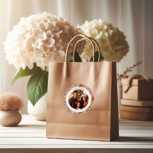 Modern Blush Pink Poinsettia Flowers Christmas Classic Round Sticker