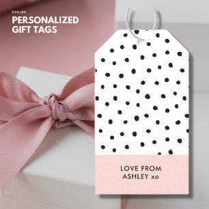 Modern Blush Pink Polka Dot Custom Gift Tags