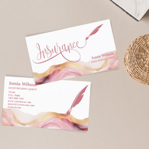 Modern Blush Pink Professional Insurance Agent Business Card
