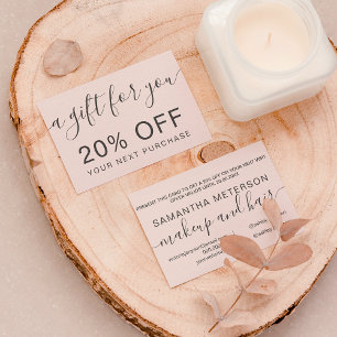 Modern blush pink   professional typography discount card