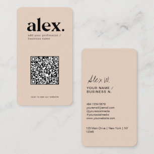 Modern Blush Pink QR Code Logo Business Card