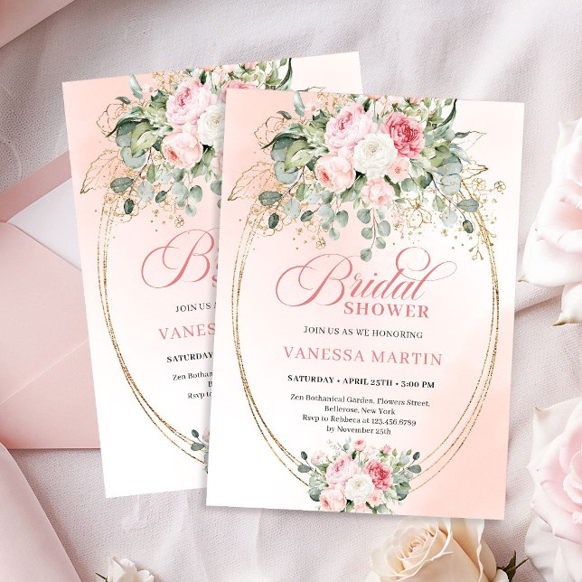 Modern Blush Pink Rose Gold Bridal Shower Card (Modern Blush Pink Rose Gold Bridal Shower Card)