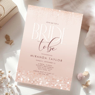 Modern Blush Pink Rose Gold Glitter Bridal Shower Invitation